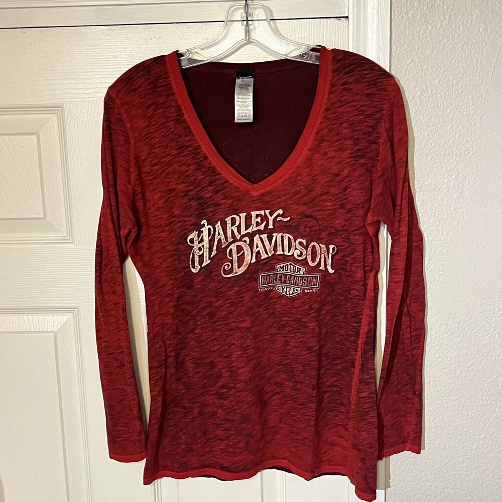 Vintage Harley Davidson Long Sleeve graphics Sarasota Fl Shield Y2K Shirt Large